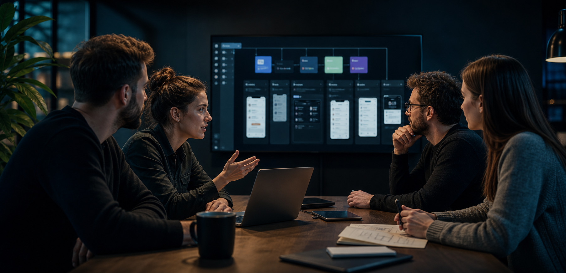 About banner showing product architecture and team-style visuals